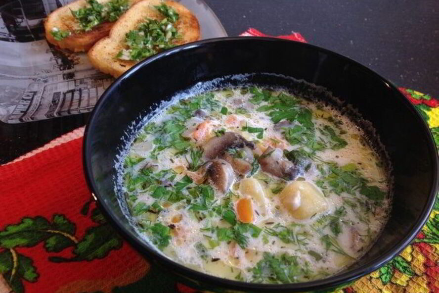 Рецепт молочный суп с грибами