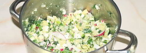 окрошка на кефире без колбасы. Шаг 8