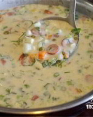 Окрошка на кефире и минералке