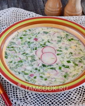 Окрошка на кефире с колбасой