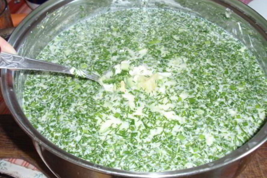 Рецепт окрошка на курином бульоне