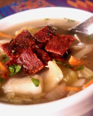 Овощной суп с беконом