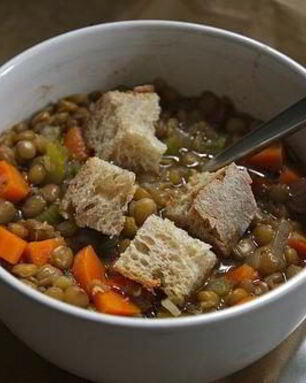 Овощной суп с чечевицей