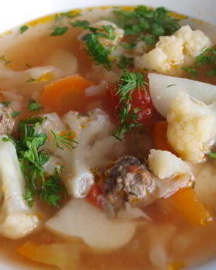 Овощной суп с фрикадельками диетический