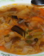 Овощной суп с грибами и баклажаном