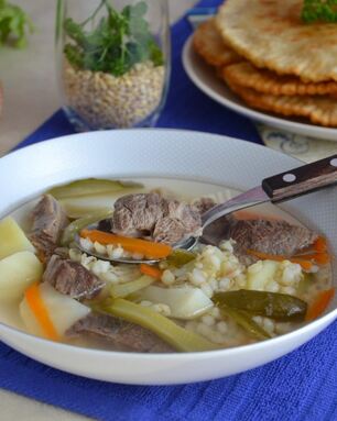 Рассольник с говядиной