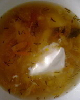 Кислые щи с говяжьем сердцем