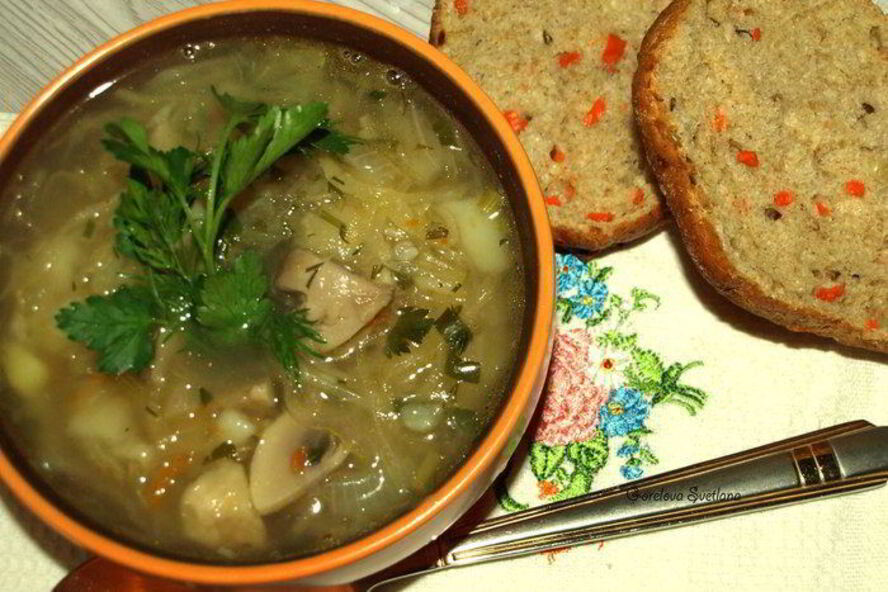 Рецепт постные щи из квашеной капусты с шампиньонами