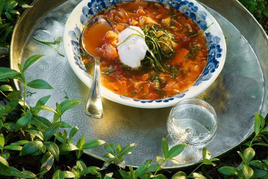 Рецепт щи из молодой капусты с побегами чеснока