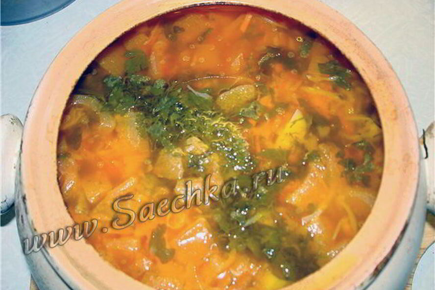 Рецепт щи в горшочке