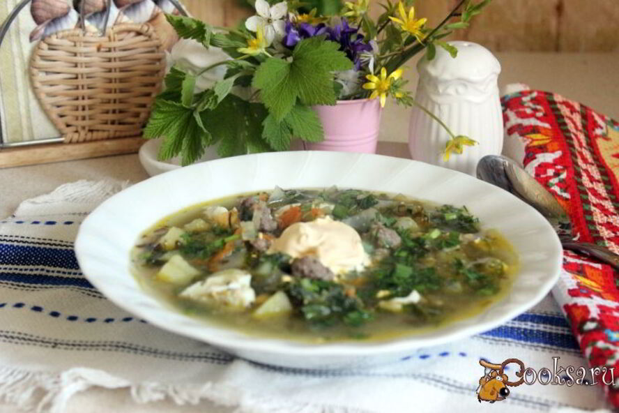 Рецепт зеленые весенние щи с фрикадельками