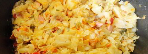 солянка из капусты с сосисками и помидор в мультиварке. Шаг 9