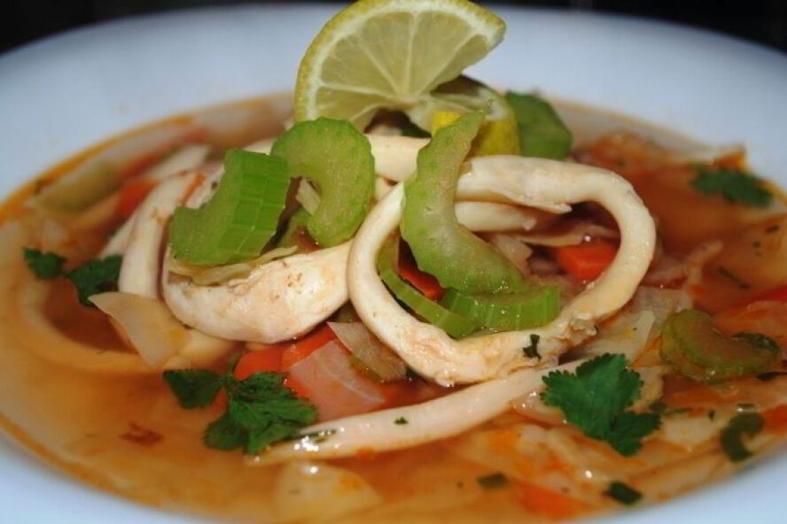 Рецепт суп из кальмаров