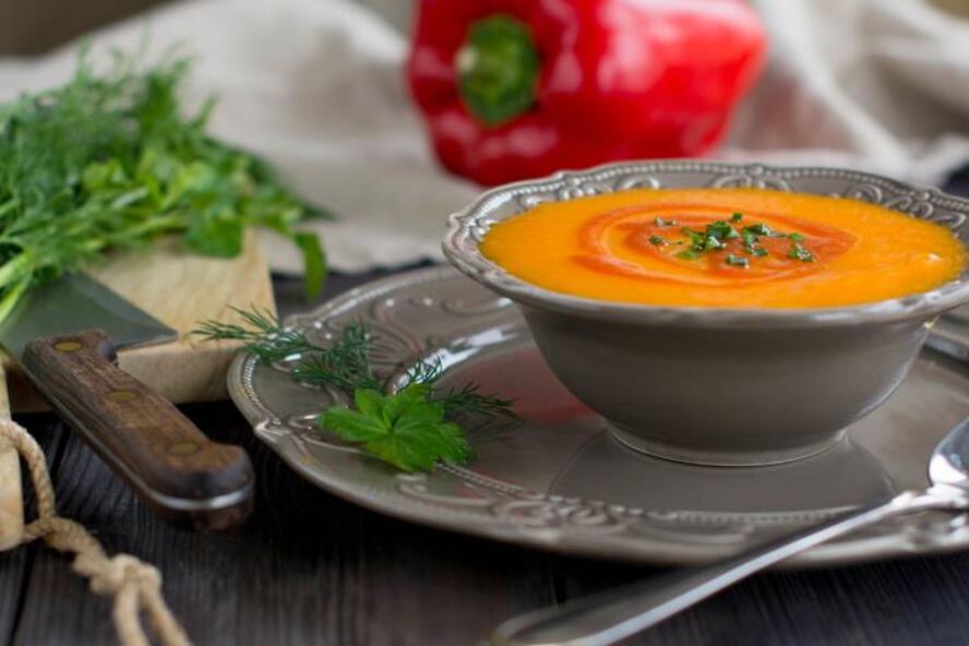 Рецепт овощной суп-пюре с запеченным сладким перцем