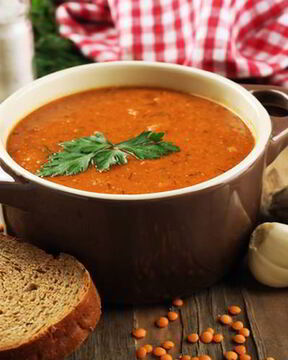 Суп-пюре из чечевицы с овощами