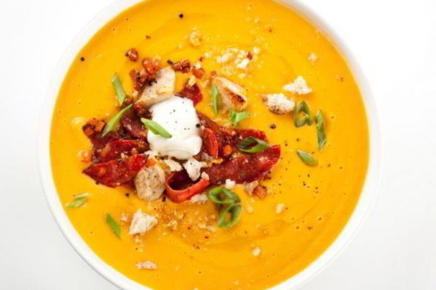 Рецепт суп-пюре из сладкого картофеля с маскарпоне