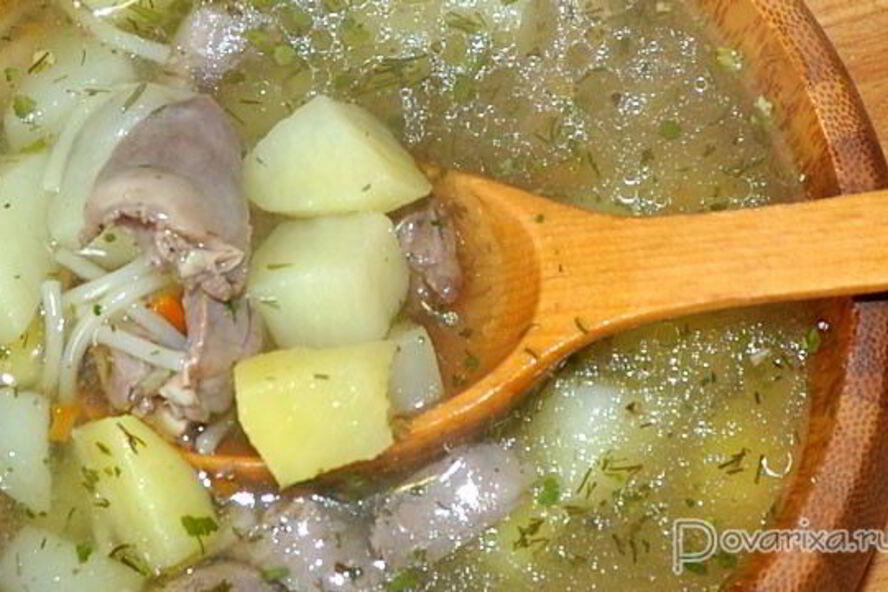 Рецепт суп с куриными сердечками