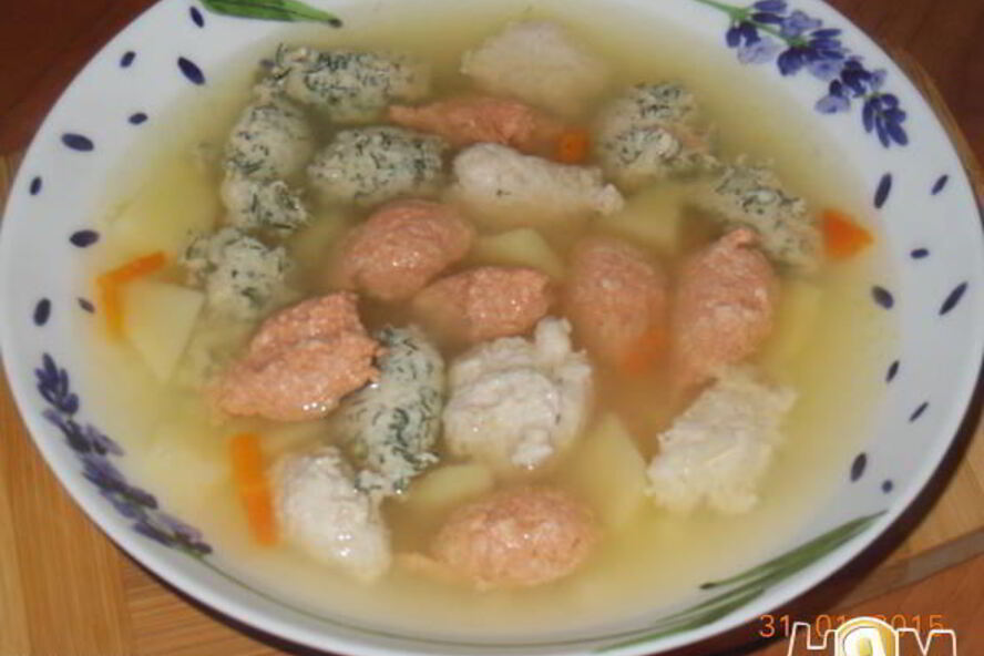 Рецепт суп с цветными куриными кнелями