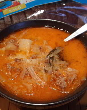 Сырный суп с капустой и фаршем