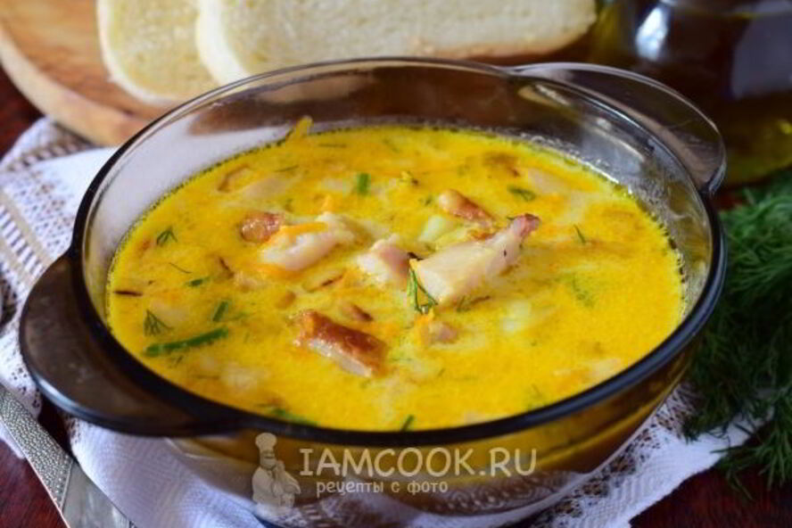 Рецепт сырный суп с копченой курицей