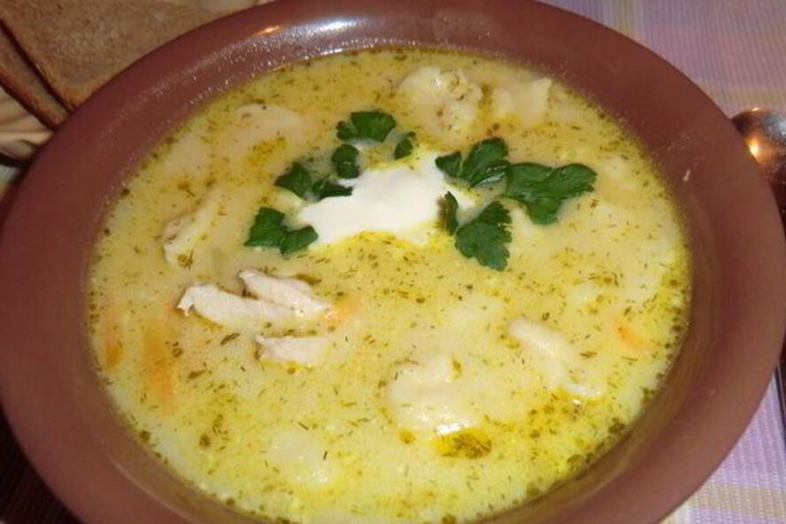 Рецепт сырный супчик с курочкой и клецками