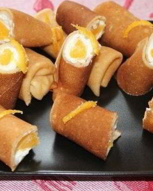 Апельсиновые блинчики с начинкой из творога