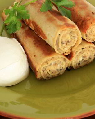 Блинчики с мясом и грибами