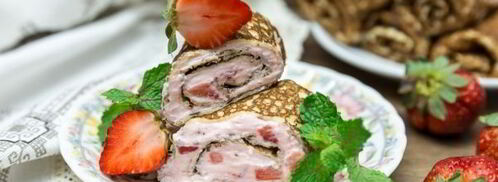 блинчики с творогом и клубникой. Шаг 19