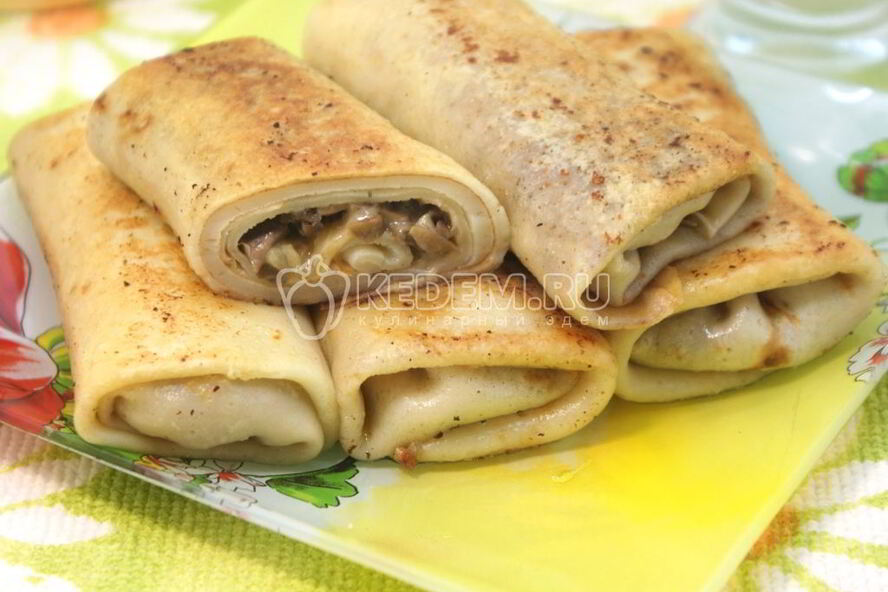 Рецепт фаршированные блины с грибами и сыром