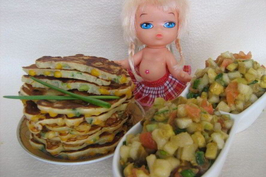 Рецепт кукурузные блинчики с сальсой из груши и авокадо