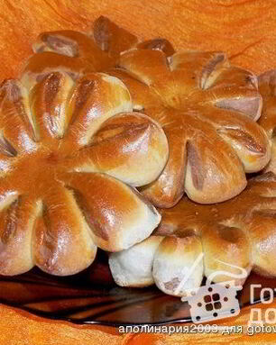 Плюшки цветы из двойного теста