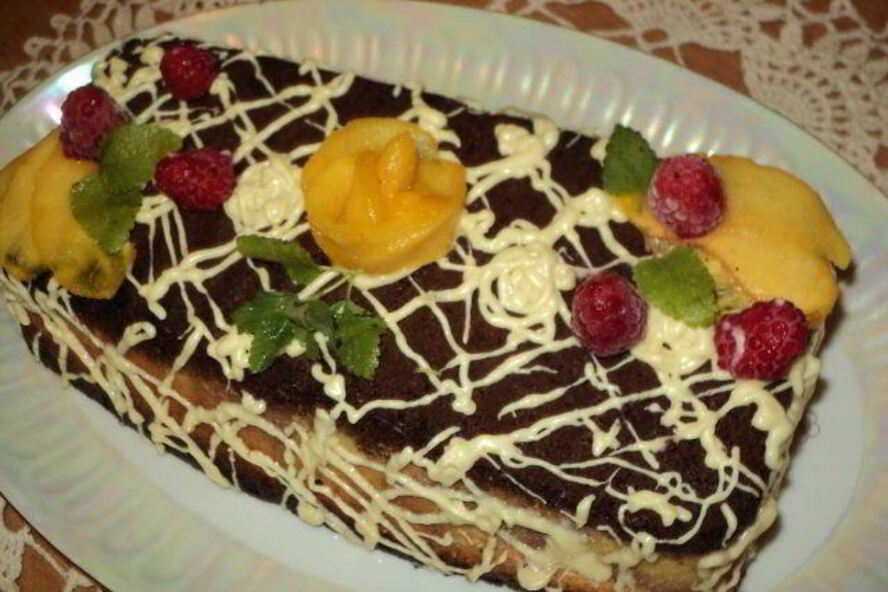 Рецепт мраморный чизкейк с малиной и персиками