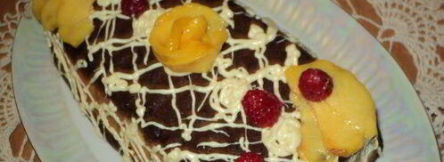 мраморный чизкейк с малиной и персиками. Шаг 9