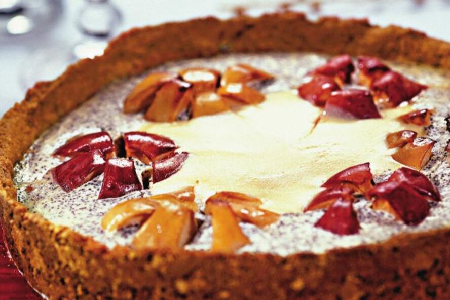 Рецепт яблочный чизкейк с маком