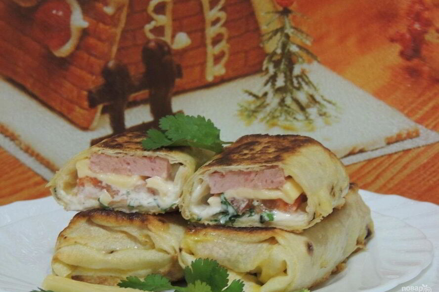 Рецепт горячий лаваш с начинкой