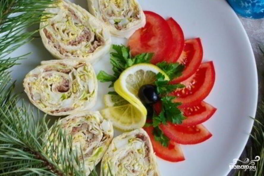 Рецепт лаваш с консервами и сыром