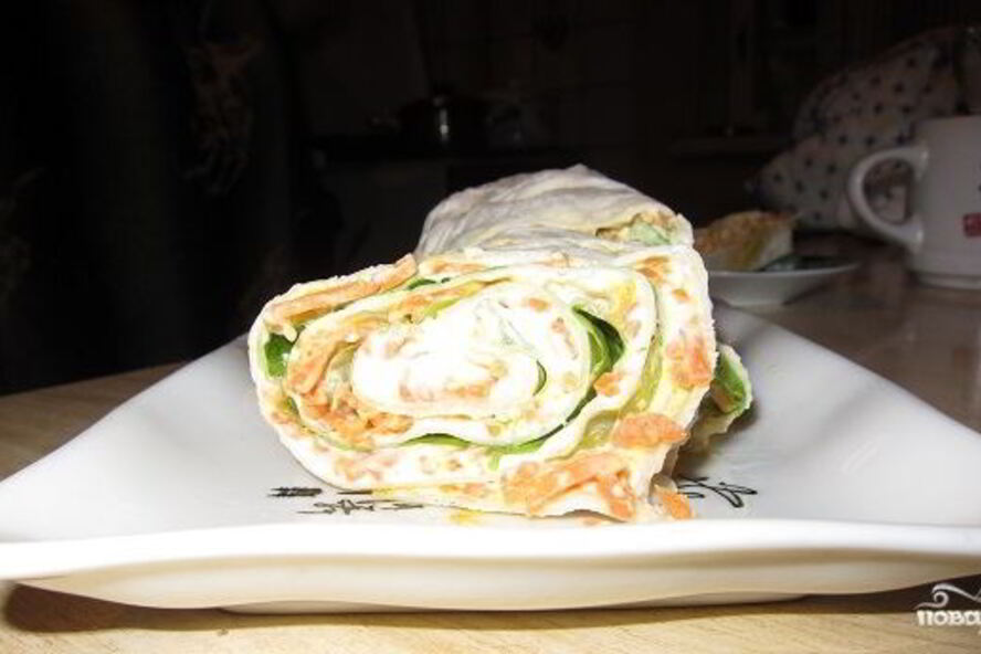 Рецепт лаваш с корейской морковкой и сыром