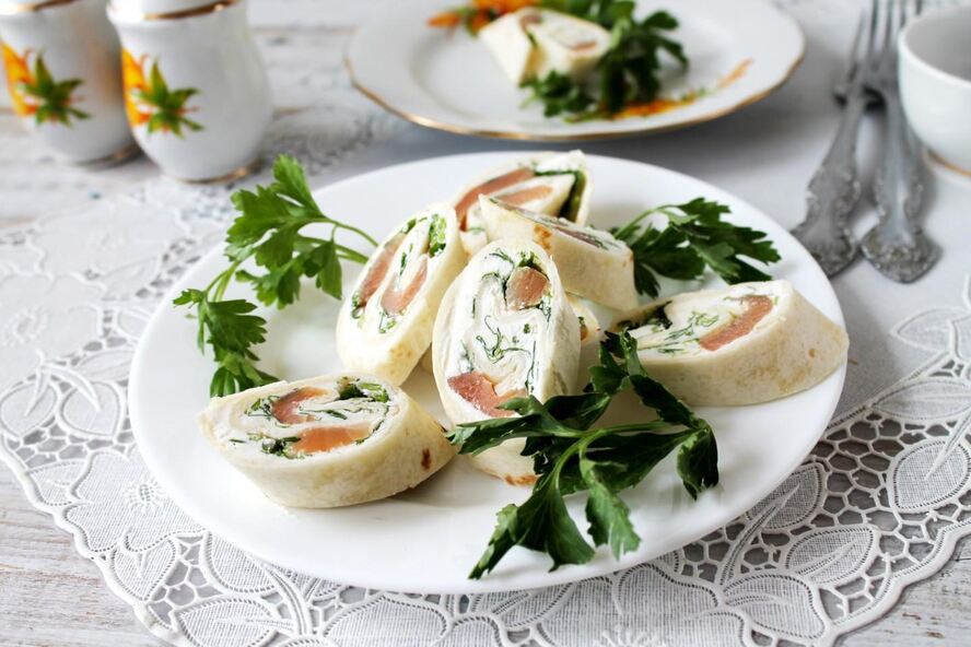 Рецепт лаваш с красной рыбой и творожным сыром