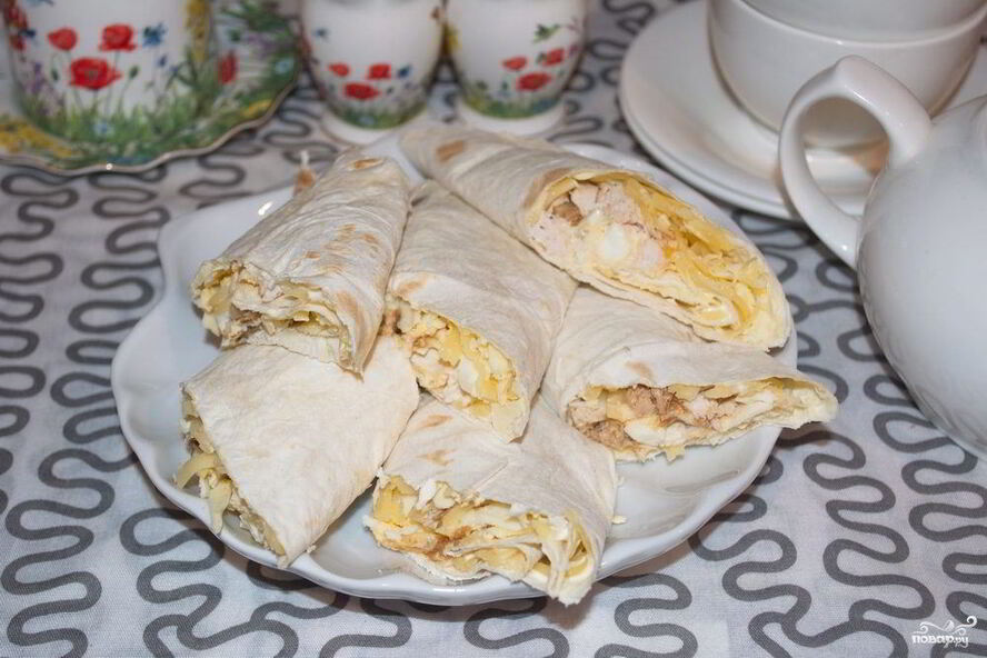 Рецепт лаваш с курицей и яйцом