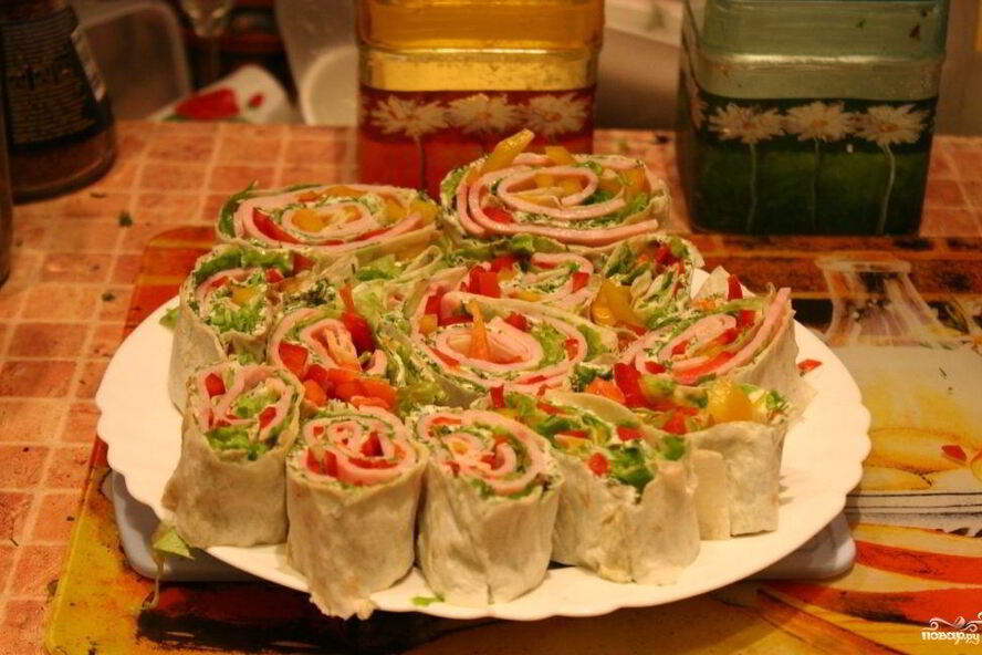 Рецепт лаваш с ветчиной и плавленым сыром