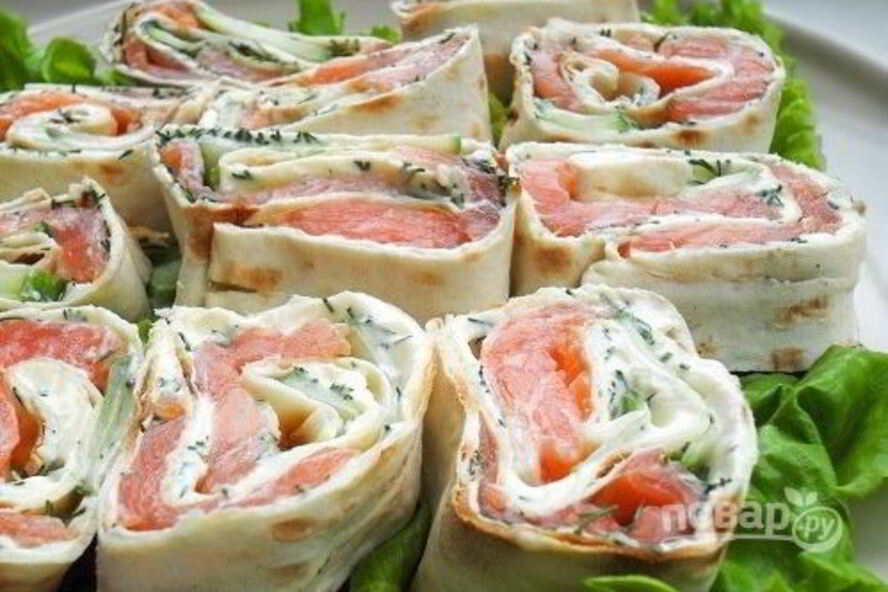 Рецепт рулет с лаваша с семгой