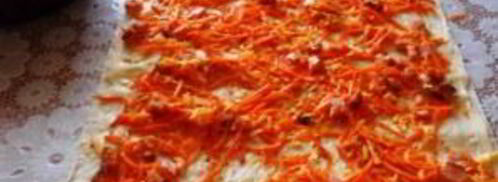 рулетики из лаваша с морковкой. Шаг 2