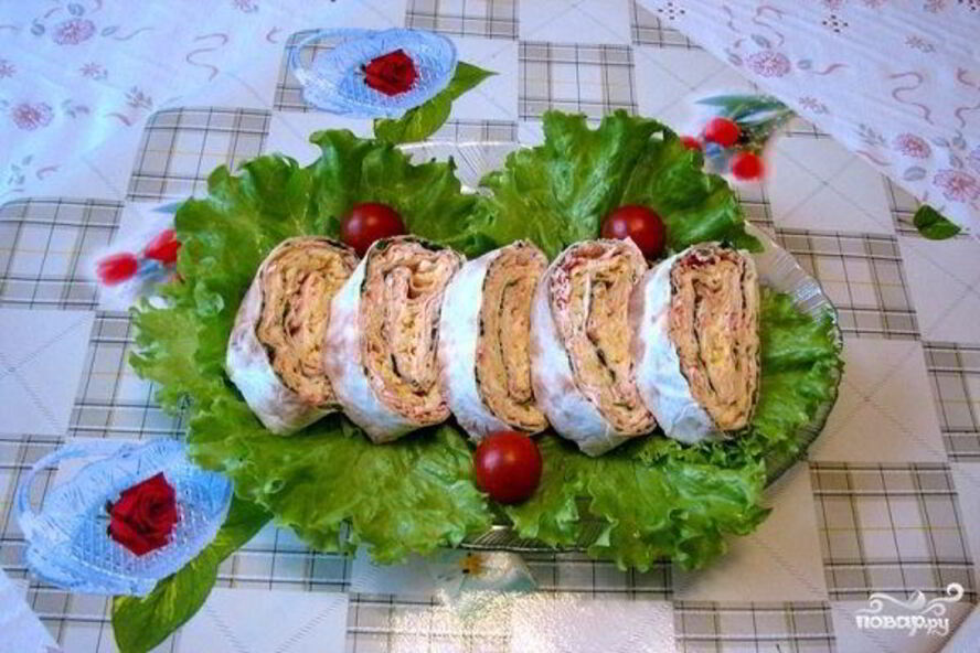 Рецепт рулеты из лаваша с крабовыми палочками