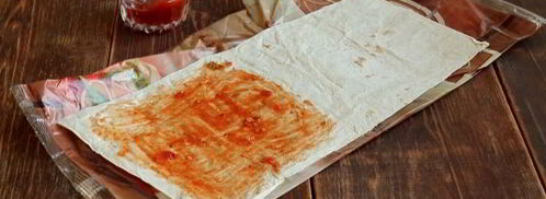 треугольники из лаваша с ветчиной и сыром. Шаг 5