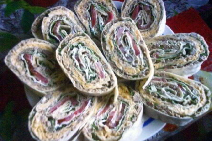 Рецепт закуска из лаваша с мясным фаршем