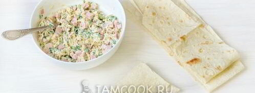 жареный лаваш с колбасой и сыром. Шаг 8