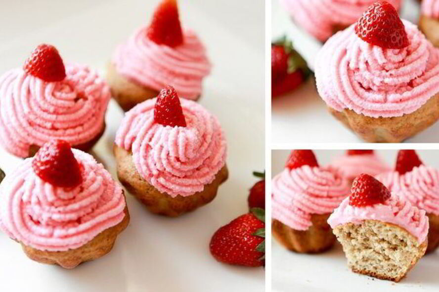 Рецепт банановые маффины с клубникой