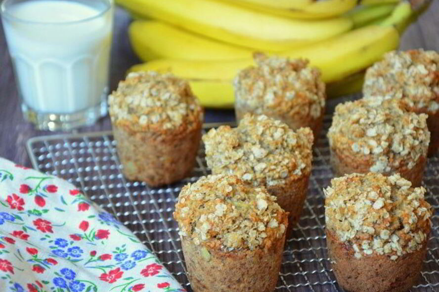 Рецепт банановые маффины с овсяными хлопьями