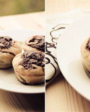 Домашние маффины с бананом и нутеллой