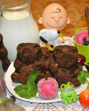 Шоколадно-банановые маффины Мишка Барни